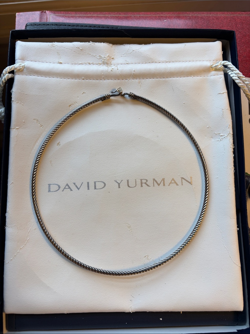 David Yurman Silver-Tone Twisted Cable Collar Necklace with Gold Accent